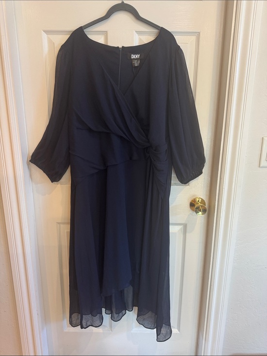 Dkny Dresses & Skirts - DKNY Navy Blue Midi Dress with Side Knot